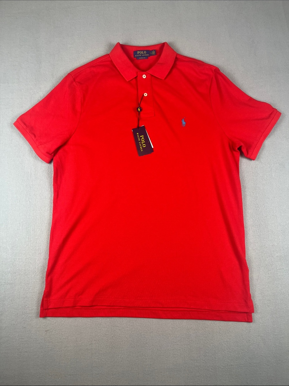 Ralph Lauren Red Short-Sleeve Polo with Blue Pony classic Fit
Size: Large